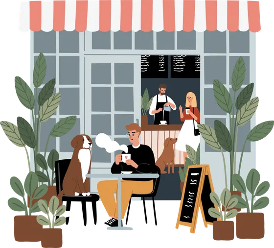 Illustration: Management im Café