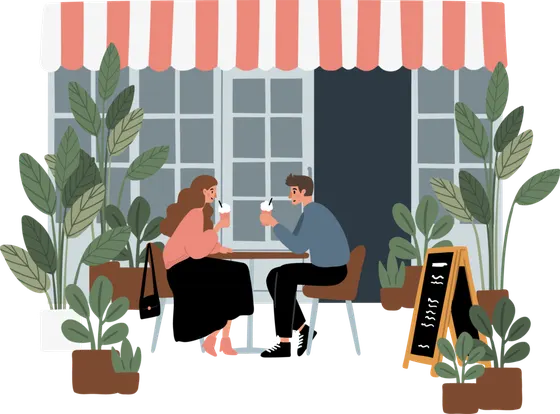 Illustration: Reservierung im Café